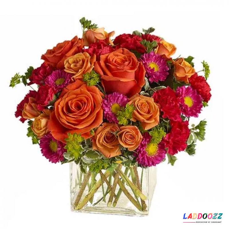 Modern Orange Roses Bouquet